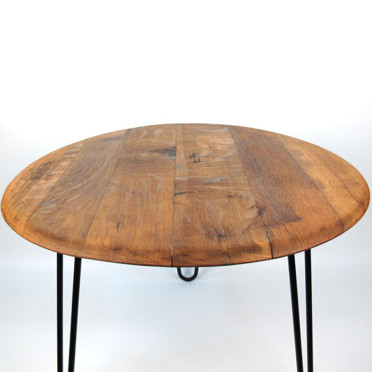 Couchtisch aus altem Whiskyfassdeckel Ø=60cm "mit Farbresten"