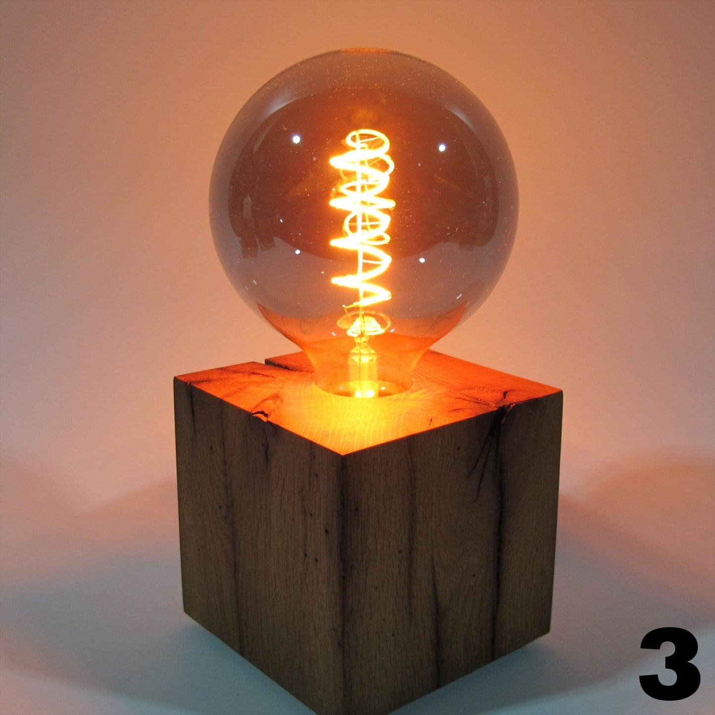 Table lamp made of oak