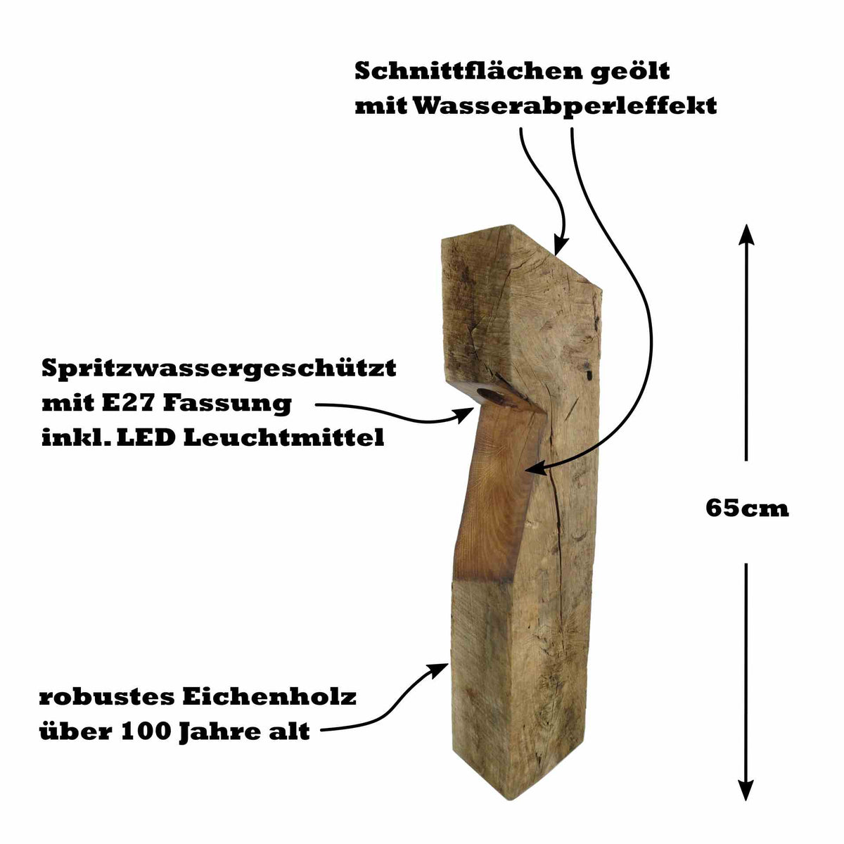 Nüri | Wegeleuchte aus Eiche 65cm