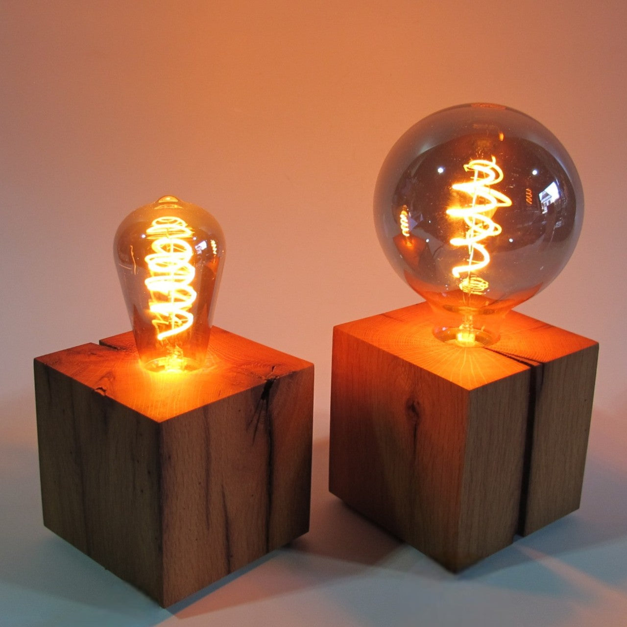 Table lamp made of oak