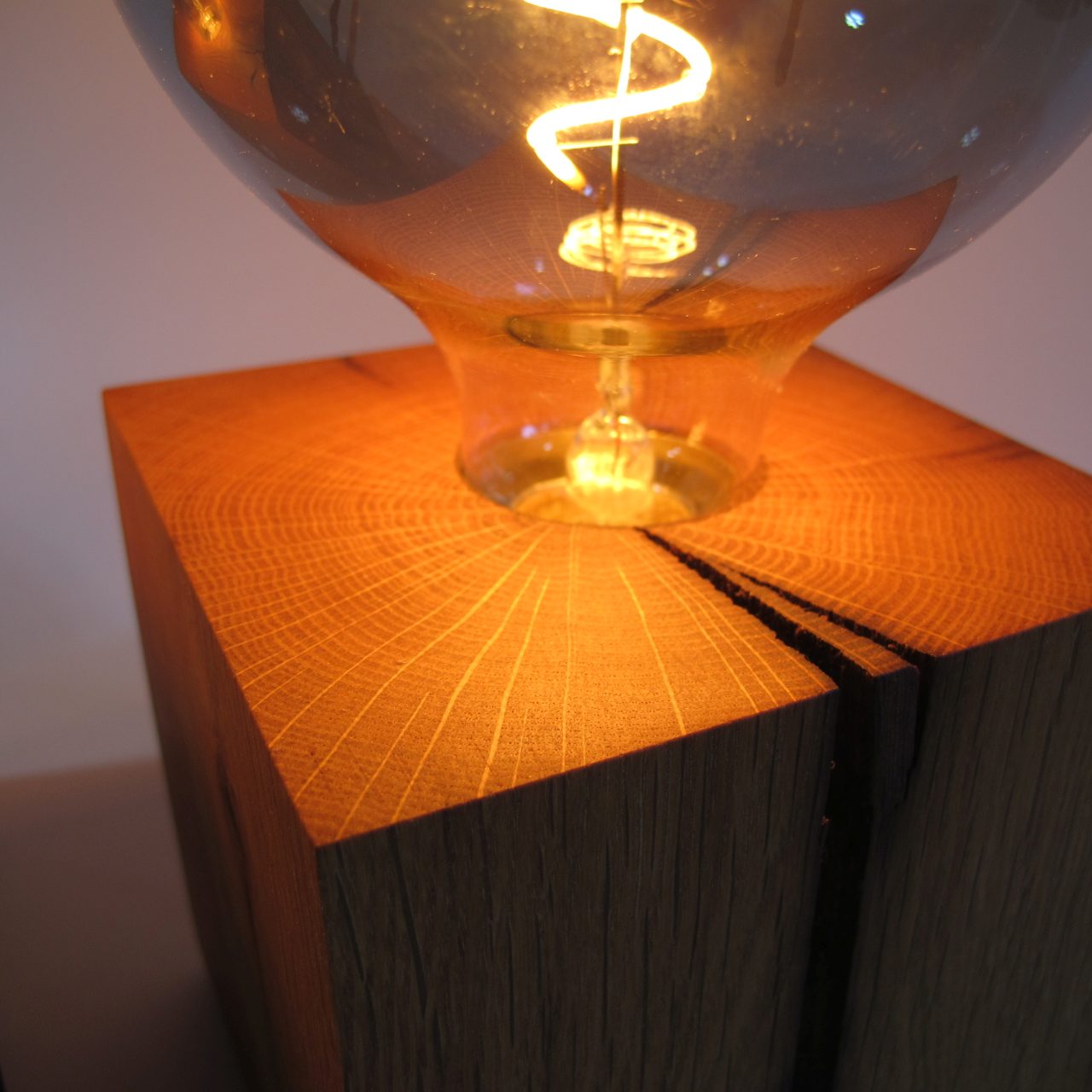 Table lamp made of oak
