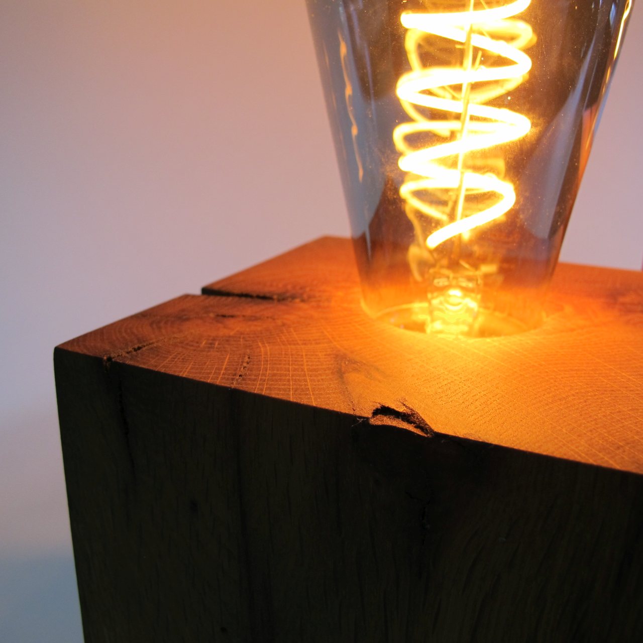 Table lamp made of oak