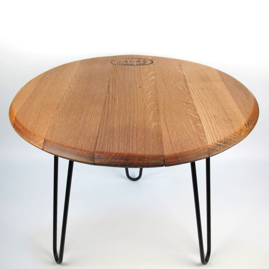 Coffee table made from old wine barrel lid "Toneleria Salas Desde 1925"
