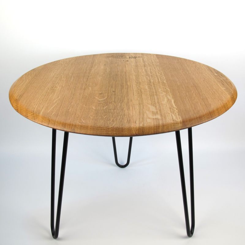 Coffee table made from old wine barrel lid "Tonnellerie Baron 2013"