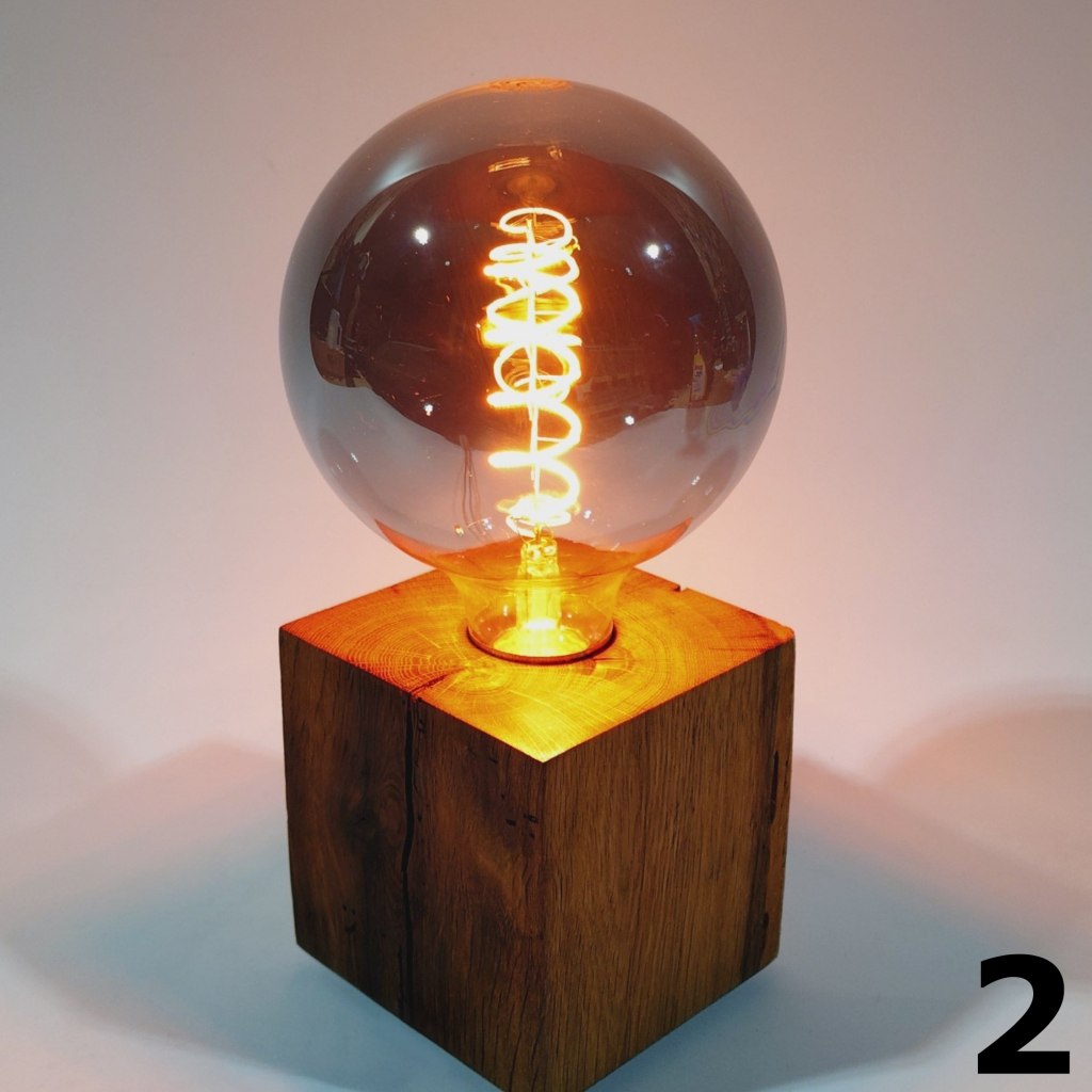 Table lamp made of oak
