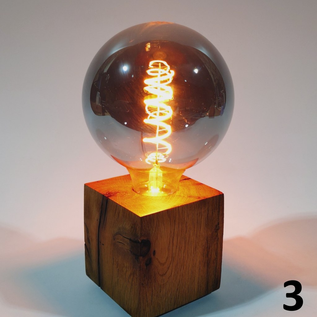 Table lamp made of oak