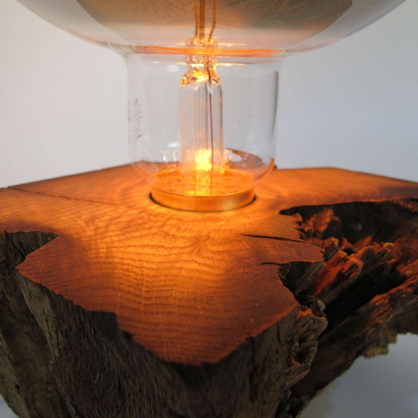 Table lamp made of oak