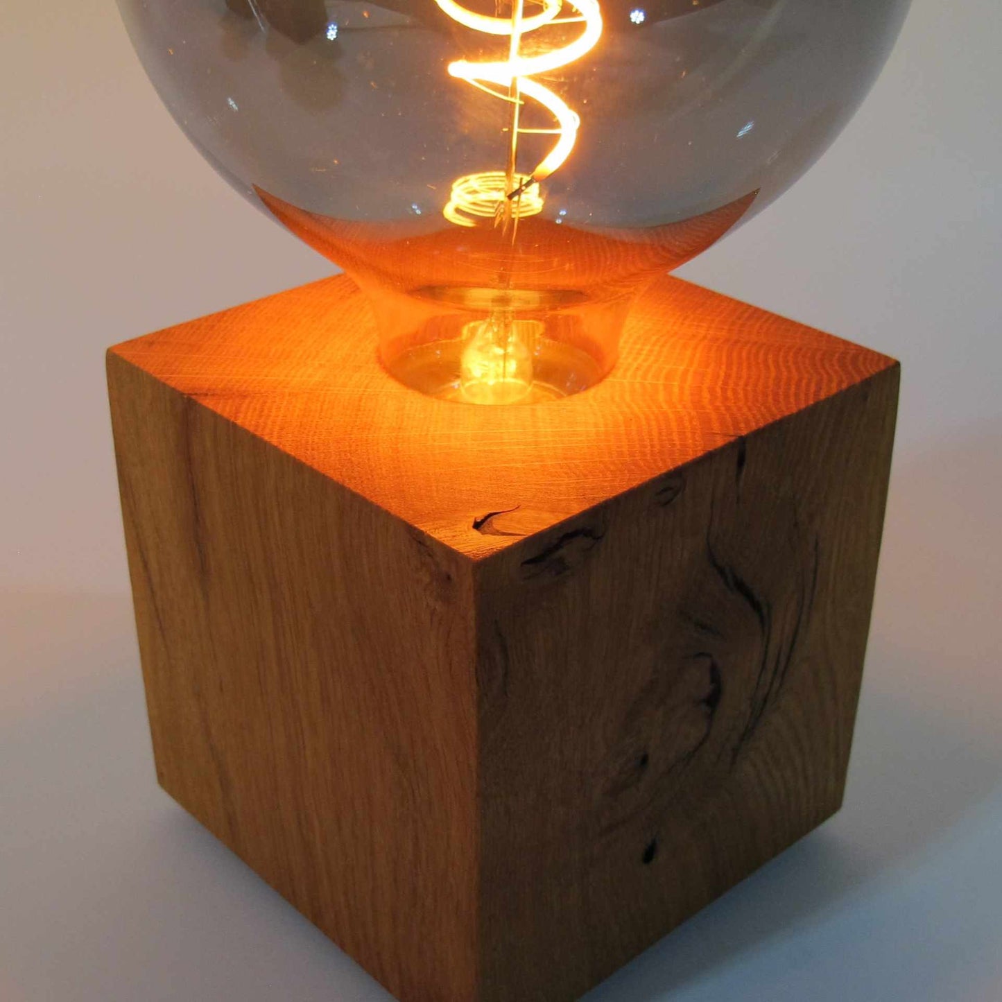 Table lamp made of oak