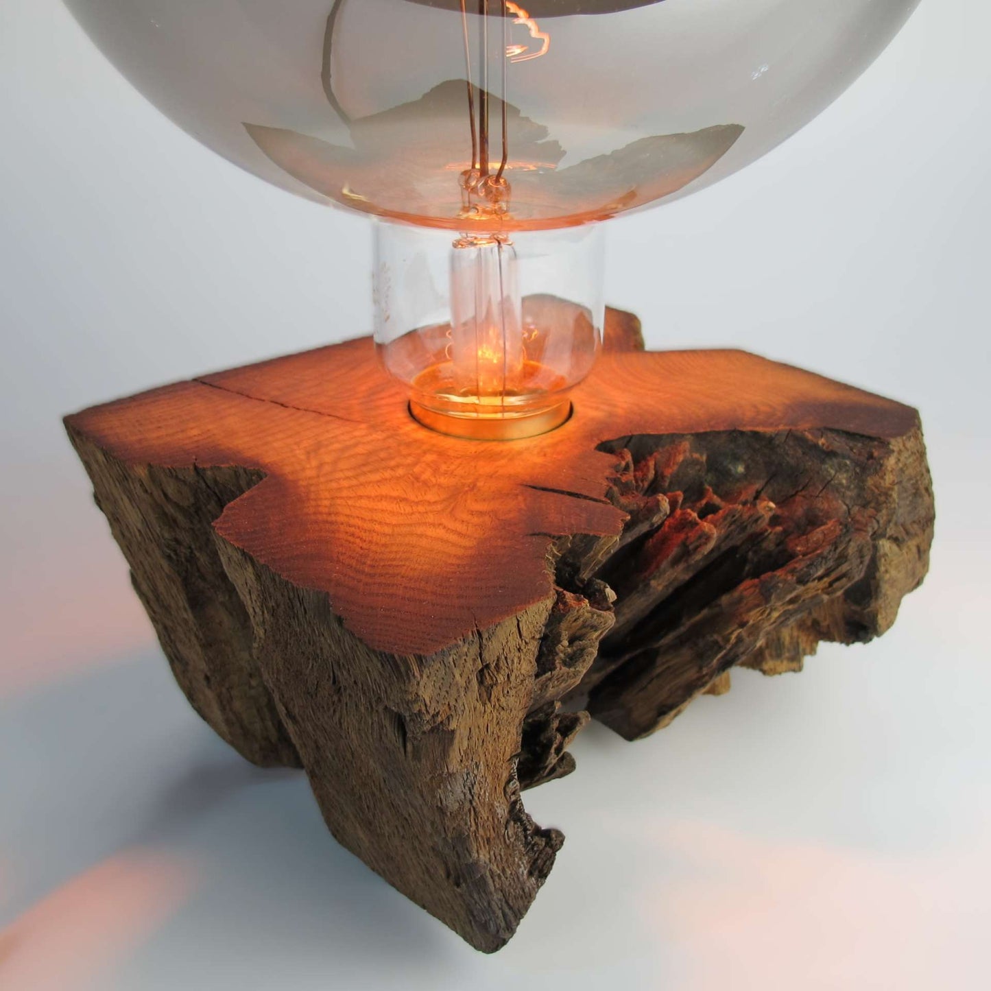 Table lamp made of oak