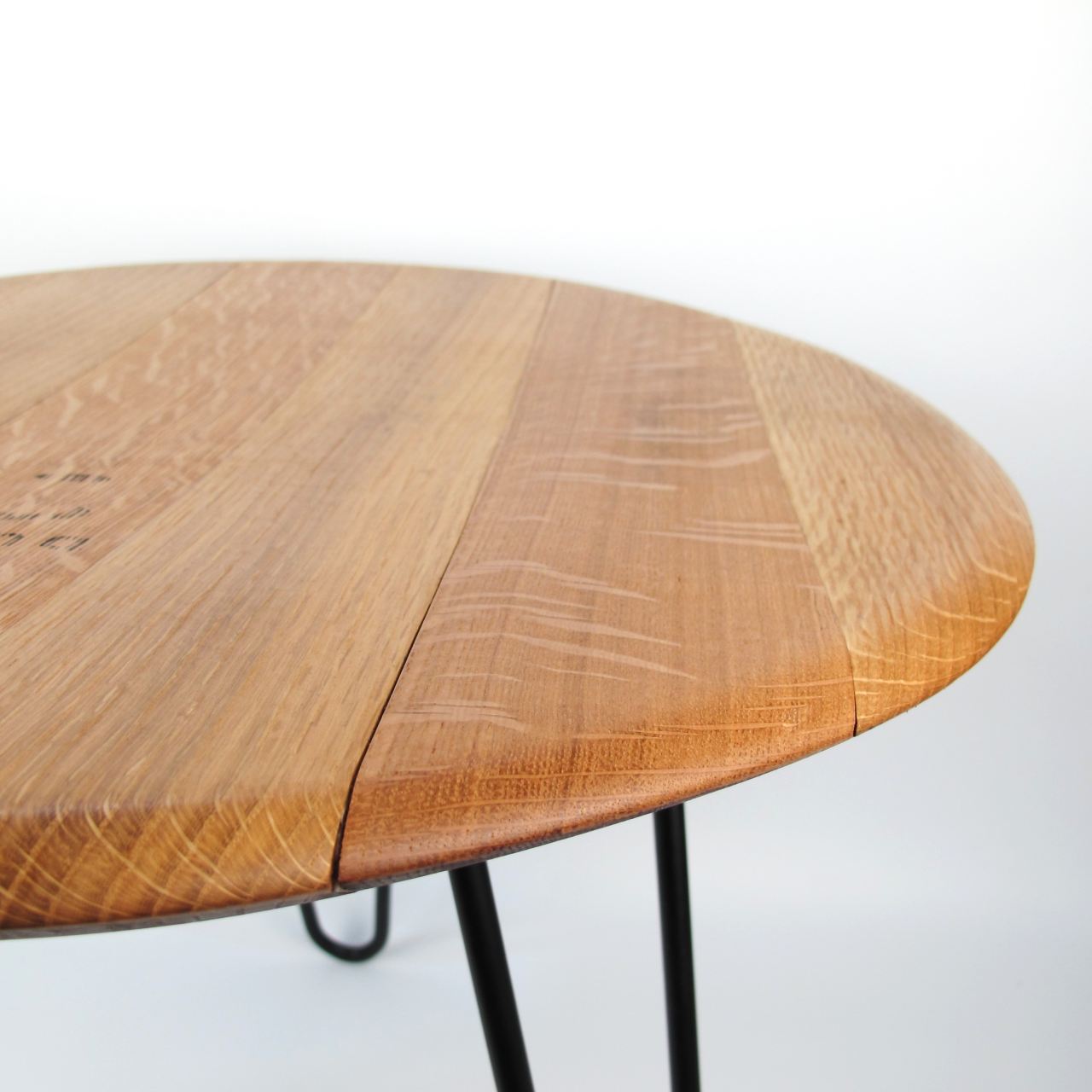 Coffee table made from old wine barrel lid without embossing