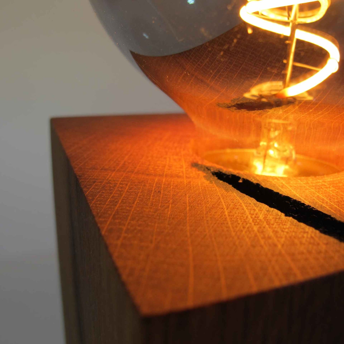 Table lamp made of oak