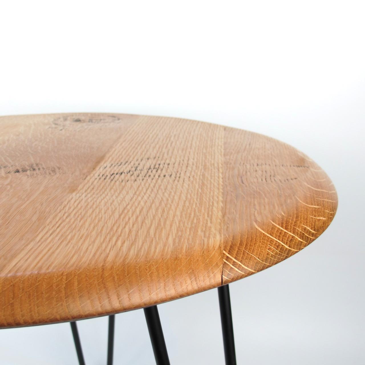 Coffee table made from old wine barrel lid "Tonnellerie Baron 2013"