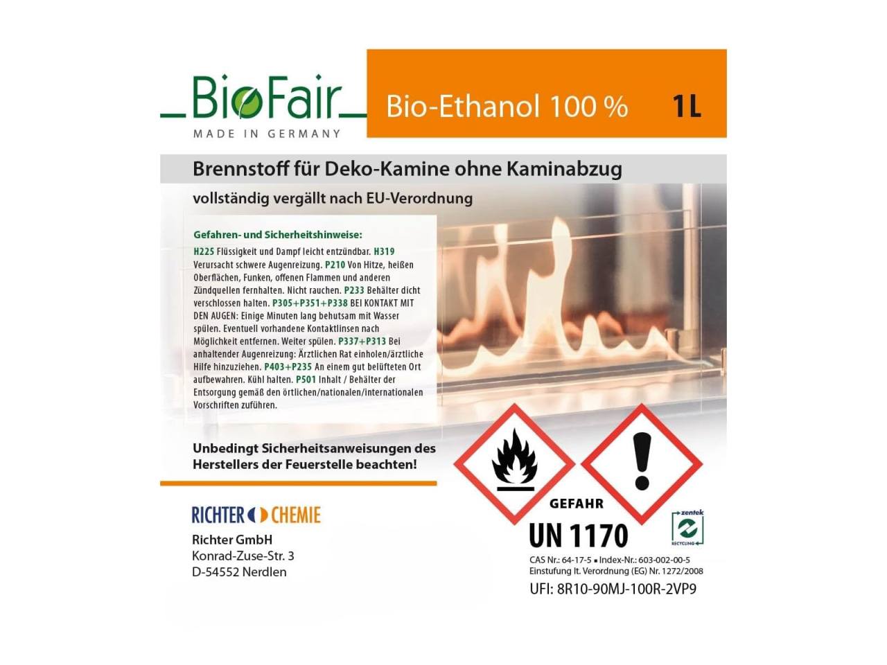 Bio-Ethanol 100% für Gartenfackel "Törvik"