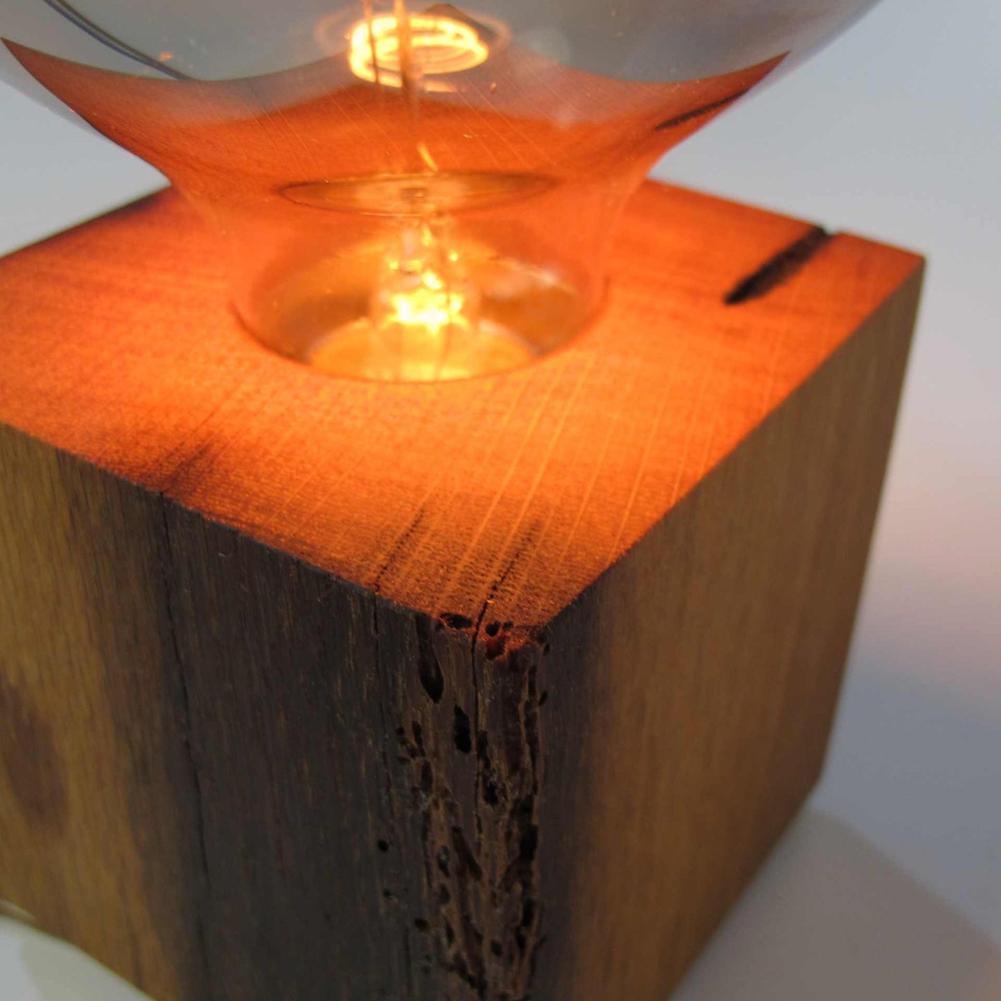 Table lamp made of oak