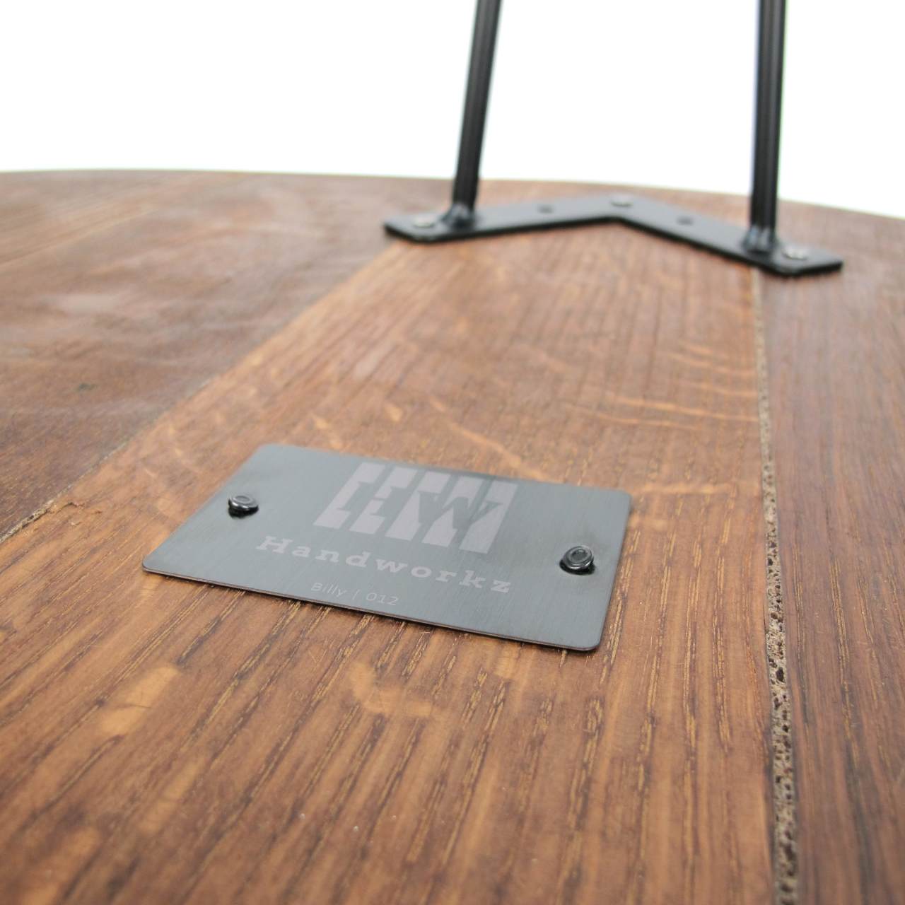 Coffee table made from old whiskey barrel lid Ø=66cm "without embossing"