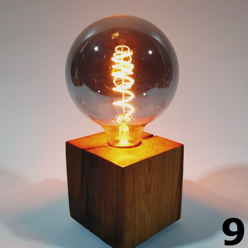 Table lamp made of oak
