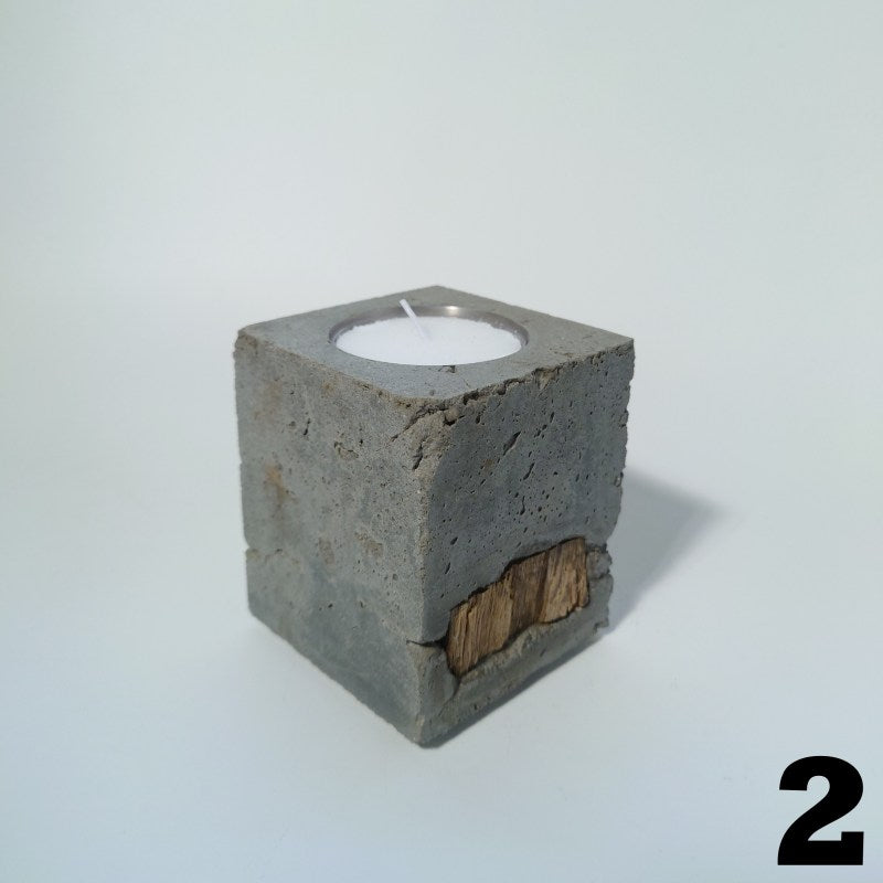 Concrete &amp; Wood Tealight Holder